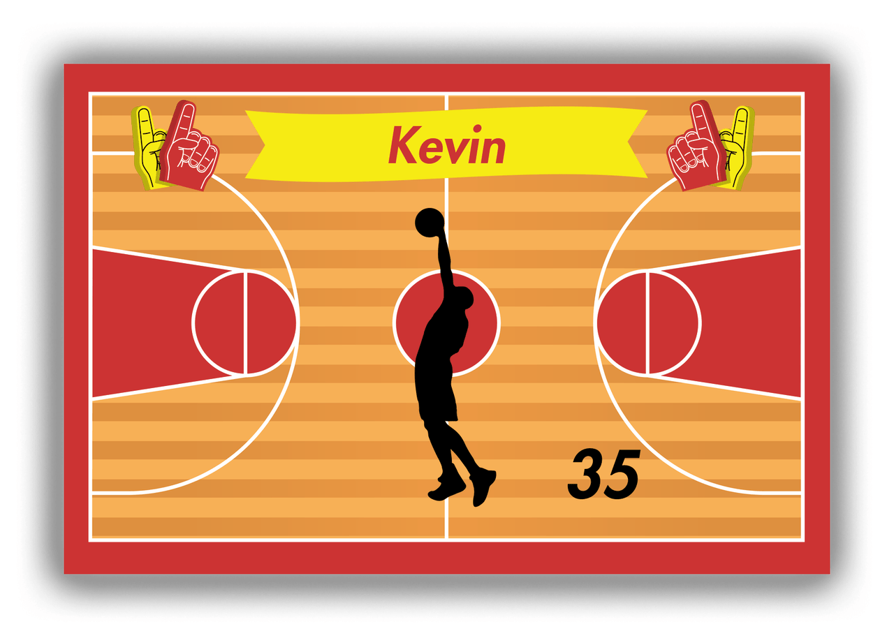 Personalized Basketball Canvas Wrap & Photo Print XIII - Red Background - Silhouette IV - Front View