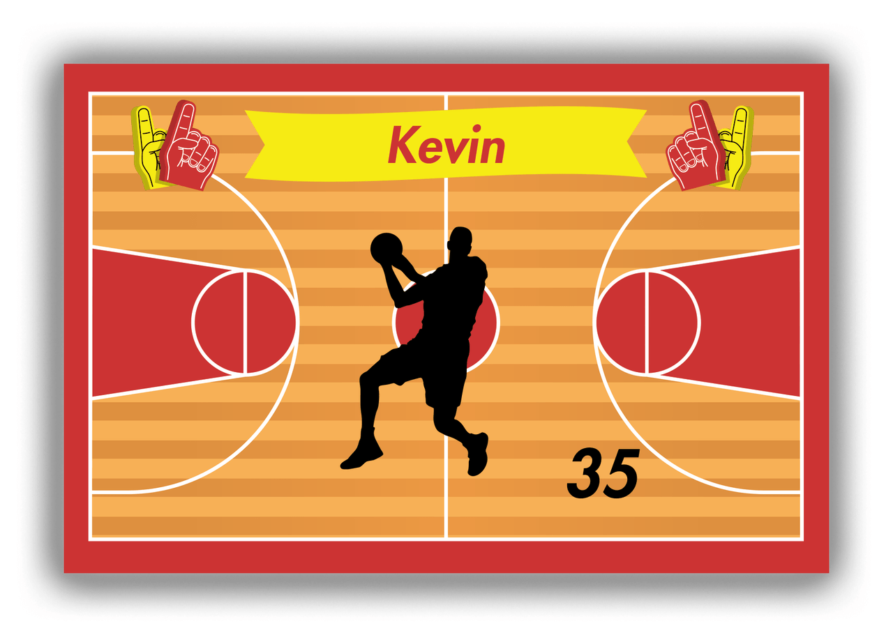 Personalized Basketball Canvas Wrap & Photo Print XIII - Red Background - Silhouette XI - Front View