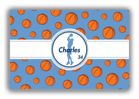 Thumbnail for Personalized Basketball Canvas Wrap & Photo Print XIV - Blue Background - Silhouette I - Front View