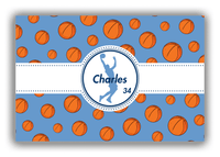 Thumbnail for Personalized Basketball Canvas Wrap & Photo Print XIV - Blue Background - Silhouette II - Front View