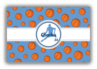 Thumbnail for Personalized Basketball Canvas Wrap & Photo Print XIV - Blue Background - Silhouette VII - Front View