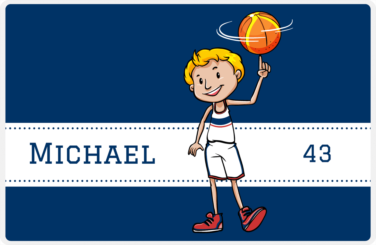 Personalized Basketball Placemat I - Finger Spin - Blond Boy -  View