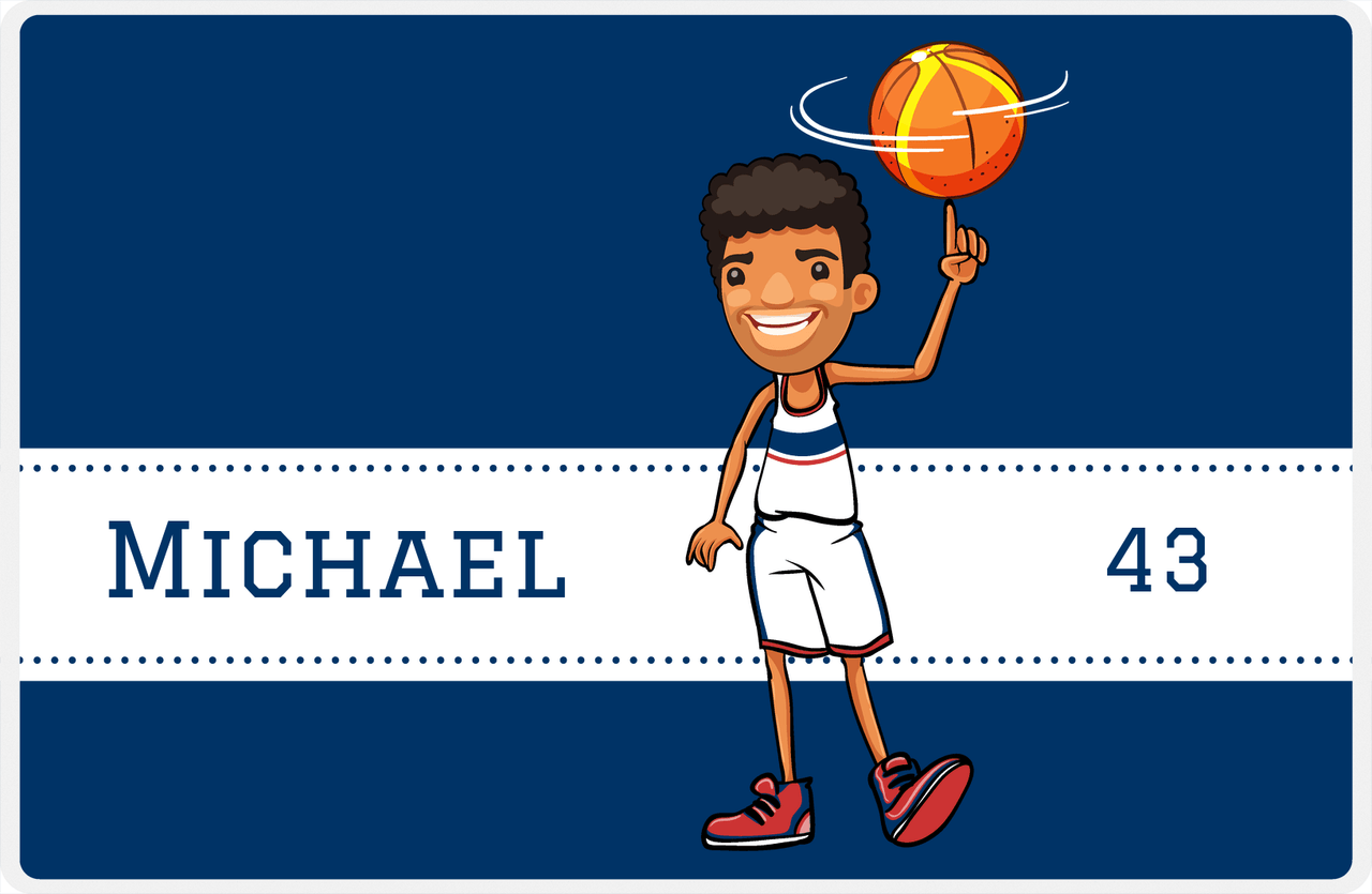 Personalized Basketball Placemat I - Finger Spin - Black Boy II -  View
