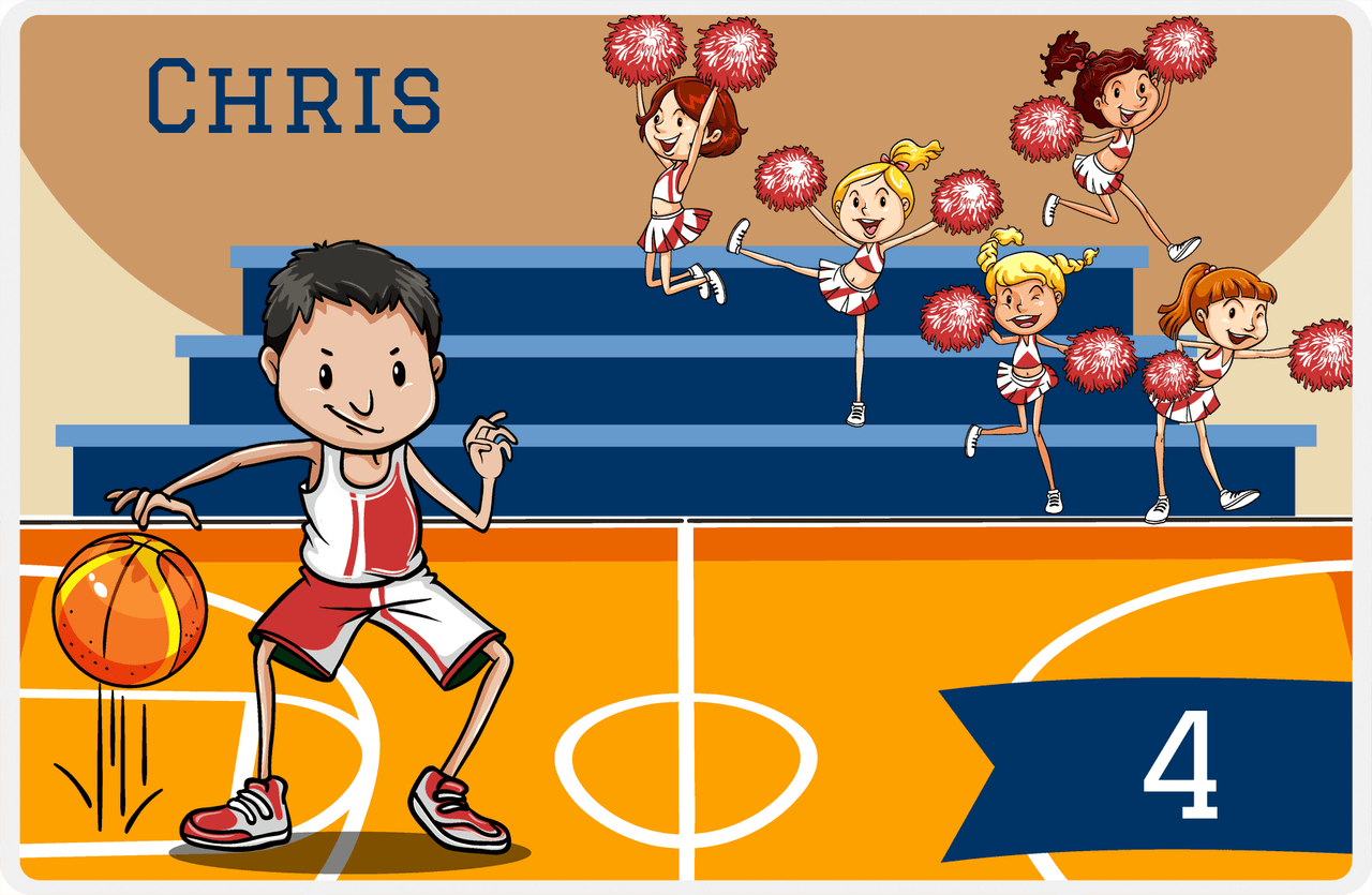 Personalized Basketball Placemat III - Courtside - Black Hair Boy I -  View