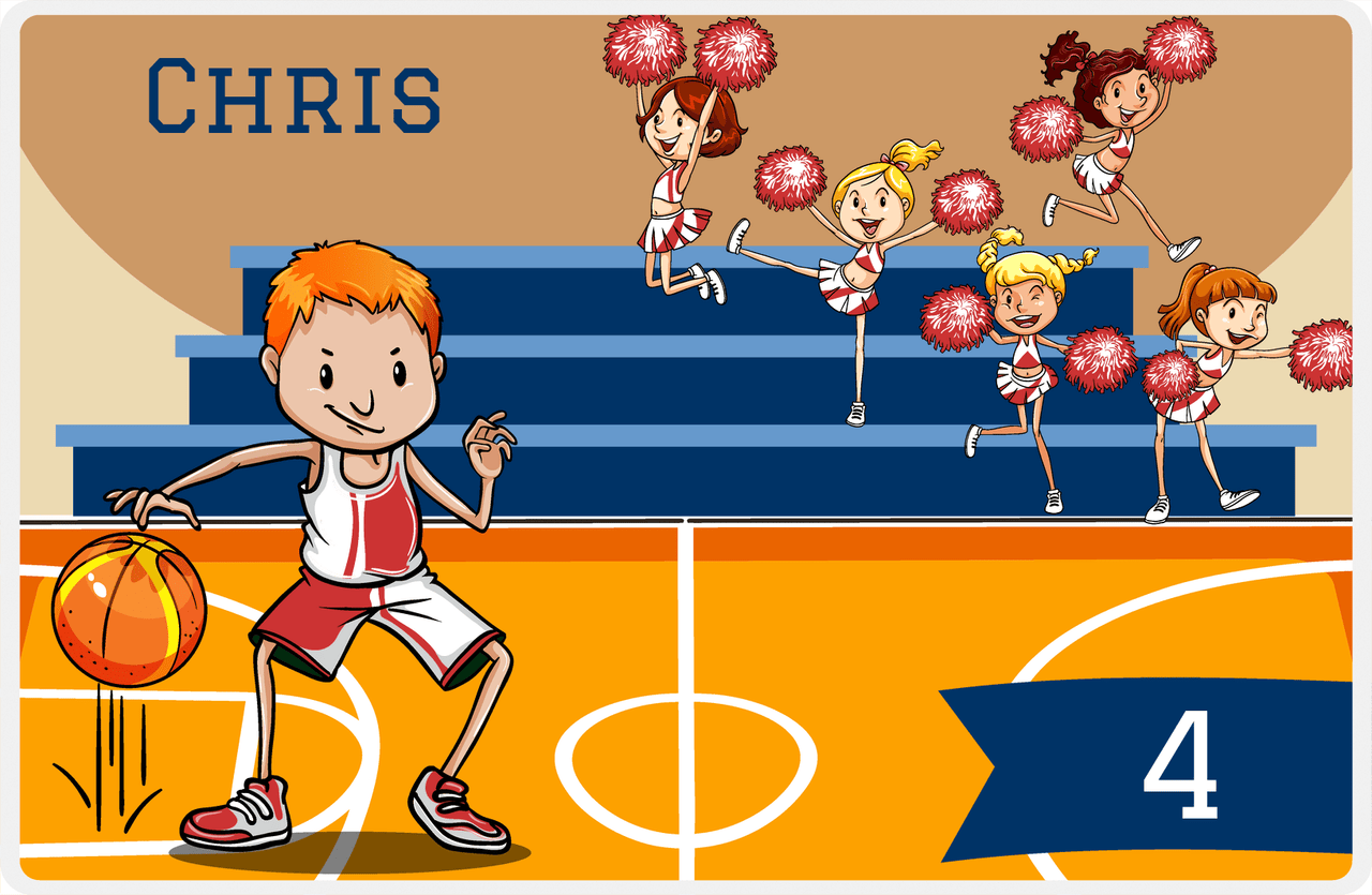 Personalized Basketball Placemat III - Courtside - Redhead Boy -  View