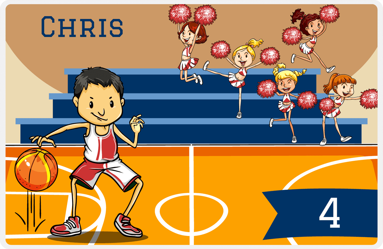 Personalized Basketball Placemat III - Courtside - Black Hair Boy II -  View