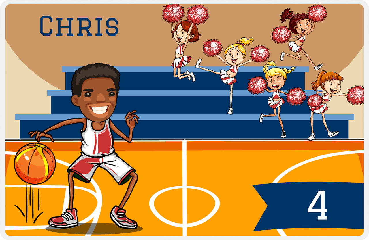 Personalized Basketball Placemat III - Courtside - Black Boy I -  View