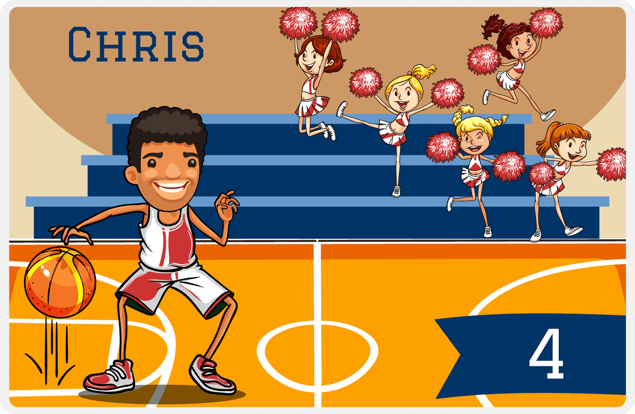 Personalized Basketball Placemat III - Courtside - Black Boy II -  View