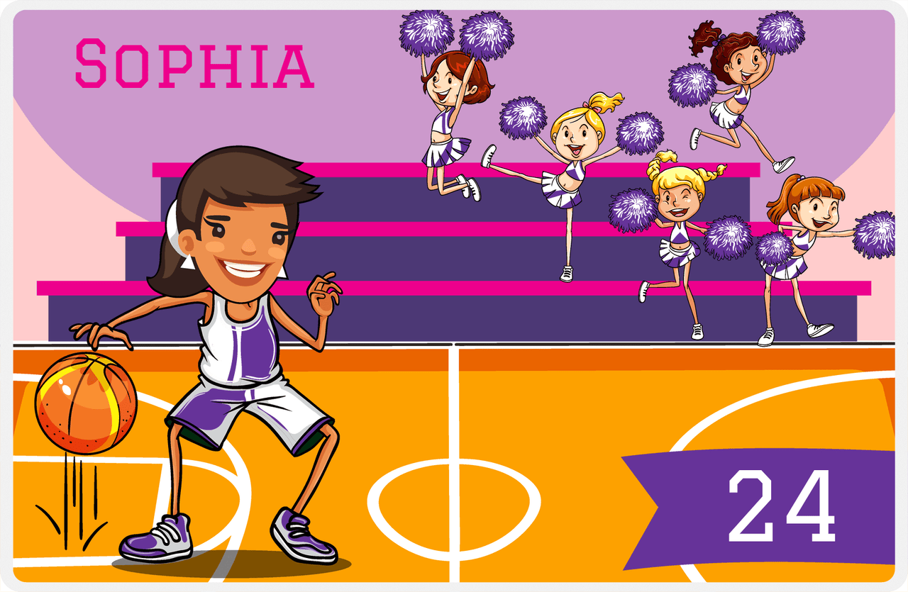 Personalized Basketball Placemat IV - Courtside - Black Girl II -  View