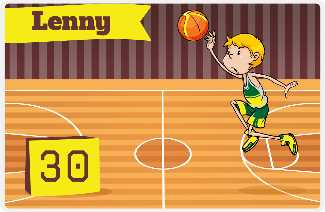 Personalized Basketball Placemat V - Full Court Shot - Blond Boy -  View