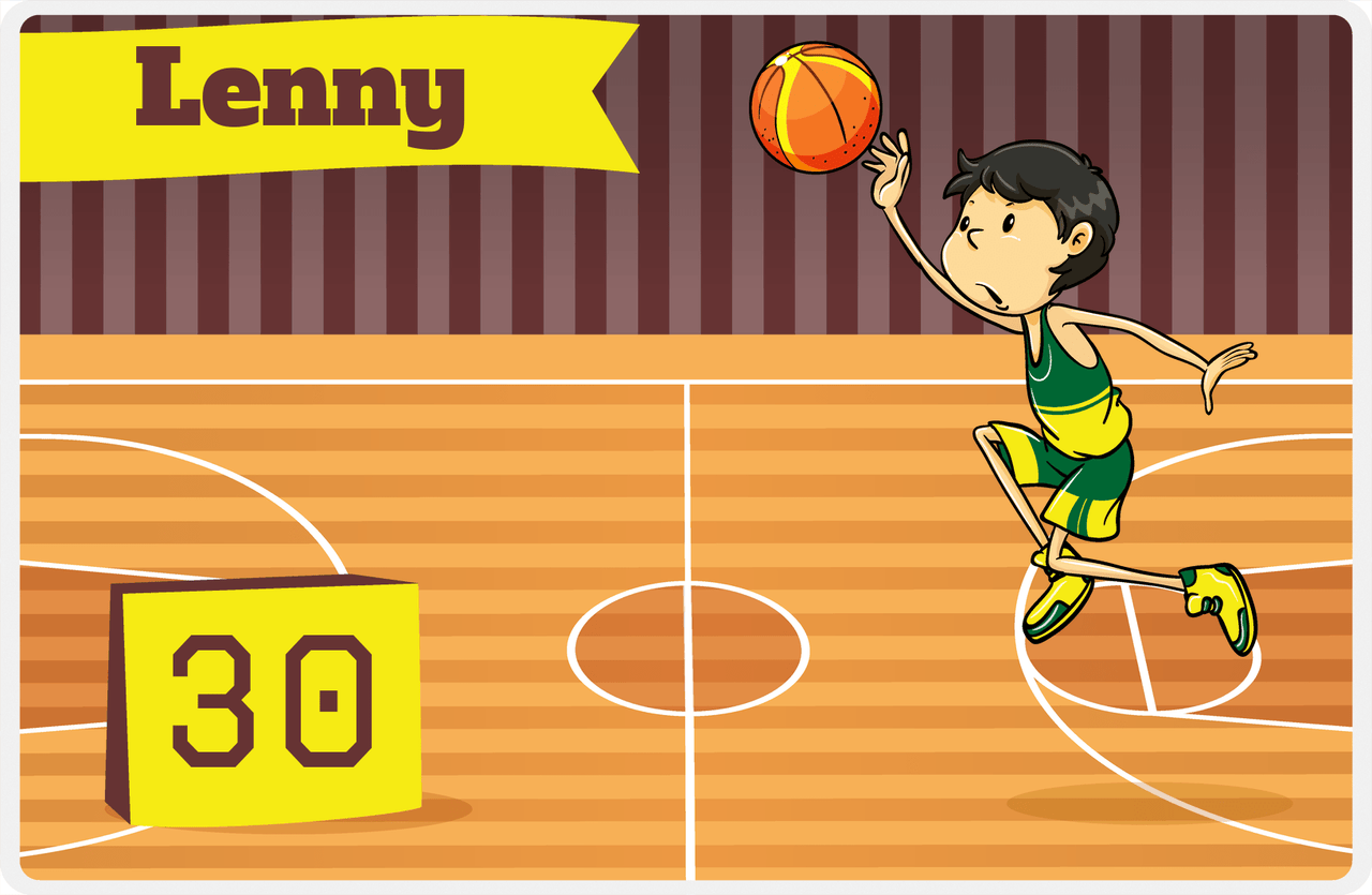Personalized Basketball Placemat V - Full Court Shot - Black Hair Boy II -  View