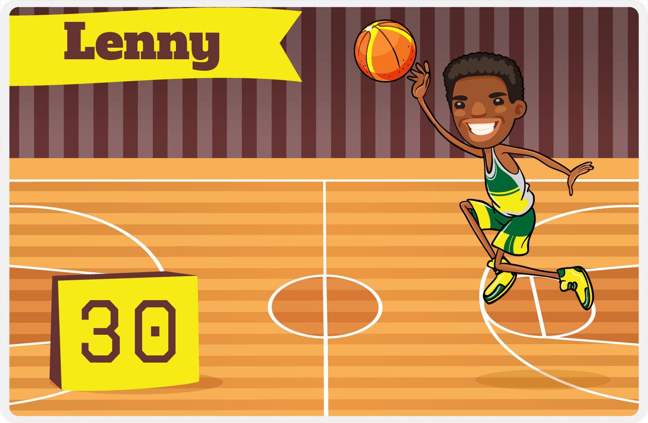 Personalized Basketball Placemat V - Full Court Shot - Black Boy I -  View