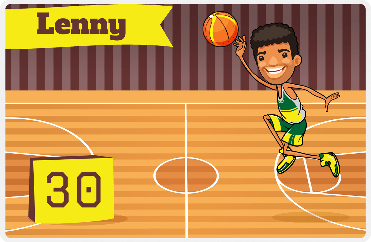 Personalized Basketball Placemat V - Full Court Shot - Black Boy II -  View