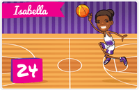 Thumbnail for Personalized Basketball Placemat VI - Full Court Shot - Black Girl I -  View