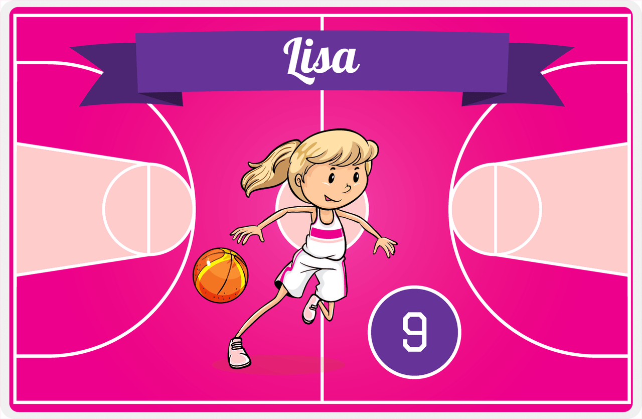 Personalized Basketball Placemat VIII - Fast Break - Blonde Girl -  View
