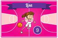 Thumbnail for Personalized Basketball Placemat VIII - Fast Break - Brunette Girl -  View