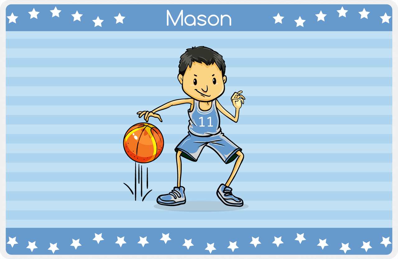 Personalized Basketball Placemat IX - Star Dribbler - Black Hair Boy II -  View