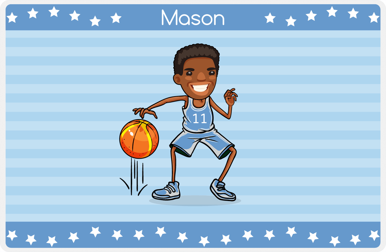 Personalized Basketball Placemat IX - Star Dribbler - Black Boy I -  View