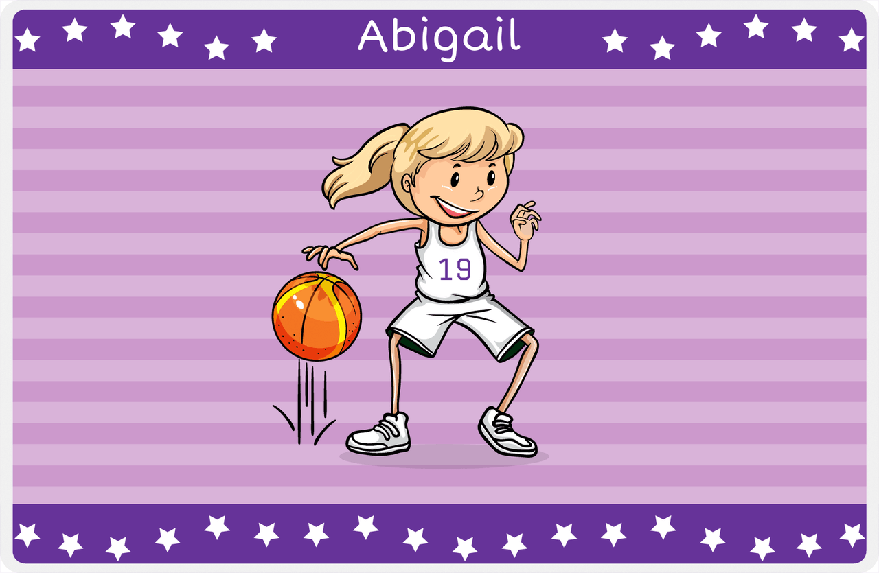 Personalized Basketball Placemat X - Star Dribbler - Blonde Girl -  View