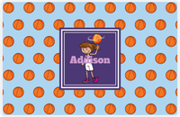 Thumbnail for Personalized Basketball Placemat XII - Basketball Background - Brunette Girl -  View