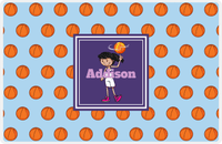 Thumbnail for Personalized Basketball Placemat XII - Basketball Background - Black Hair Girl I -  View