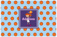 Thumbnail for Personalized Basketball Placemat XII - Basketball Background - Redhead Girl -  View