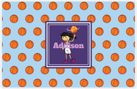 Thumbnail for Personalized Basketball Placemat XII - Basketball Background - Black Hair Girl II -  View