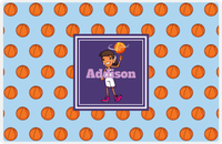 Thumbnail for Personalized Basketball Placemat XII - Basketball Background - Black Girl II -  View