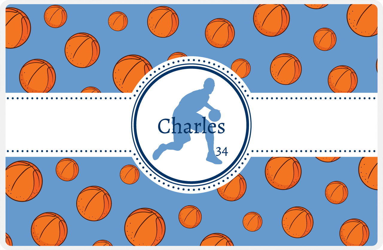 Personalized Basketball Placemat XIV - Ribbon with Silhouette V -  View