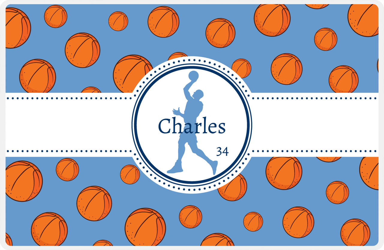 Personalized Basketball Placemat XIV - Ribbon with Silhouette X -  View