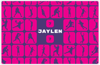 Thumbnail for Personalized Basketball Placemat XV - Silhouette Squares - Purple Background -  View