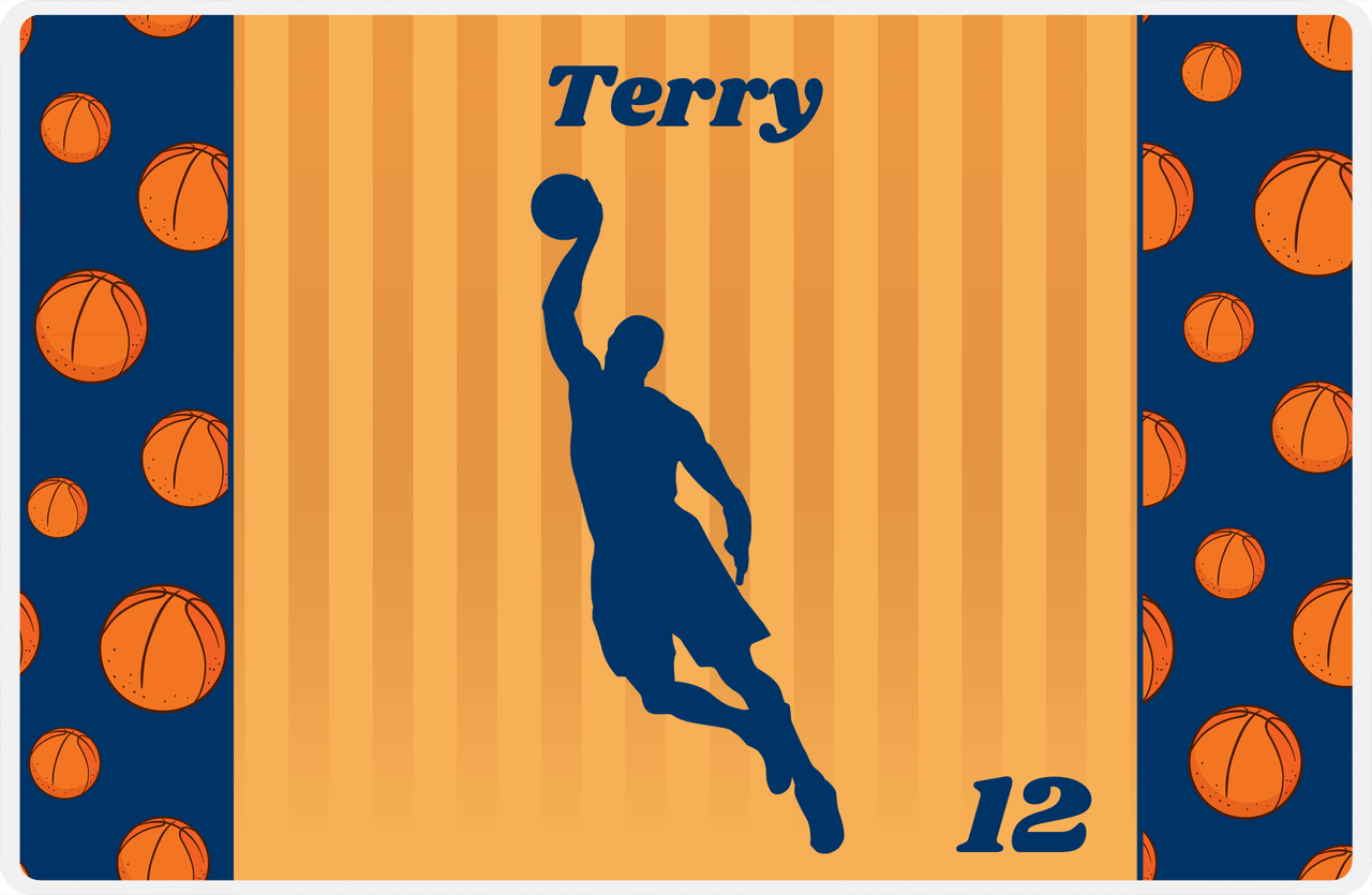 Personalized Basketball Placemat XVI - Blue Sidelines with Silhouette III -  View