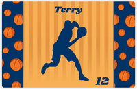 Thumbnail for Personalized Basketball Placemat XVI - Blue Sidelines with Silhouette VI -  View