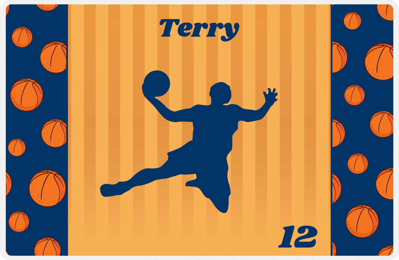 Personalized Basketball Placemat XVI - Blue Sidelines with Silhouette IX -  View
