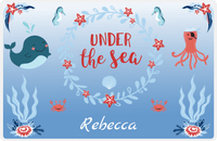 Thumbnail for Personalized Beach Animals Placemat I - Under the Sea - Blue Background -  View
