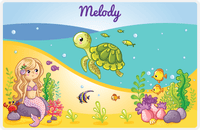 Thumbnail for Personalized Beach Animals Placemat VI - Mermaid's Friends - Blonde Mermaid -  View