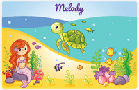 Thumbnail for Personalized Beach Animals Placemat VI - Mermaid's Friends - Redhead Mermaid -  View