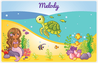 Thumbnail for Personalized Beach Animals Placemat VI - Mermaid's Friends - Black Mermaid I -  View