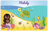 Thumbnail for Personalized Beach Animals Placemat VI - Mermaid's Friends - Black Mermaid II -  View