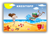 Thumbnail for Personalized Beach Canvas Wrap & Photo Print III - Body Boarding - Black Boy I - Front View