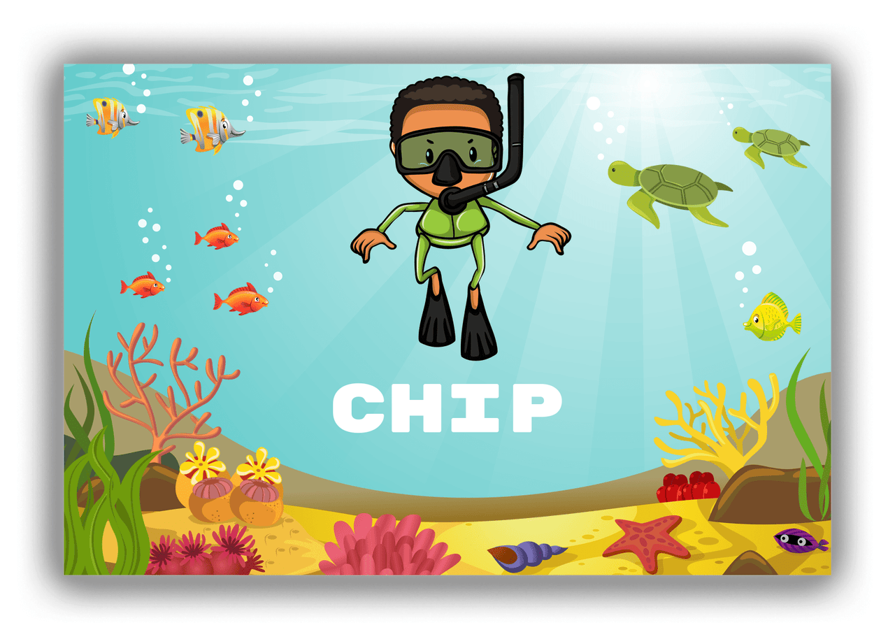 Personalized Beach Canvas Wrap & Photo Print VIII - Snorkeling Fun - Black Boy I - Front View