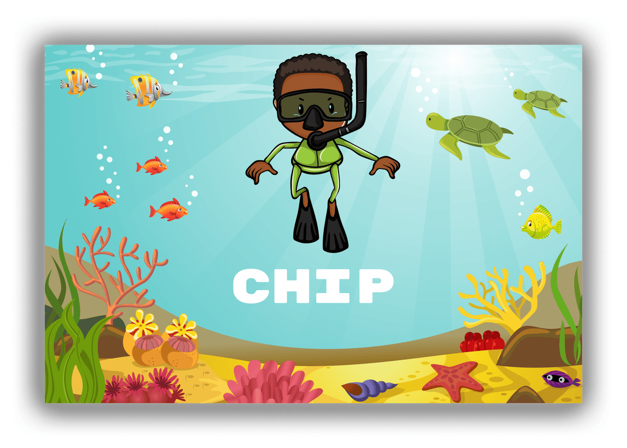 Personalized Beach Canvas Wrap & Photo Print VIII - Snorkeling Fun - Black Boy II - Front View