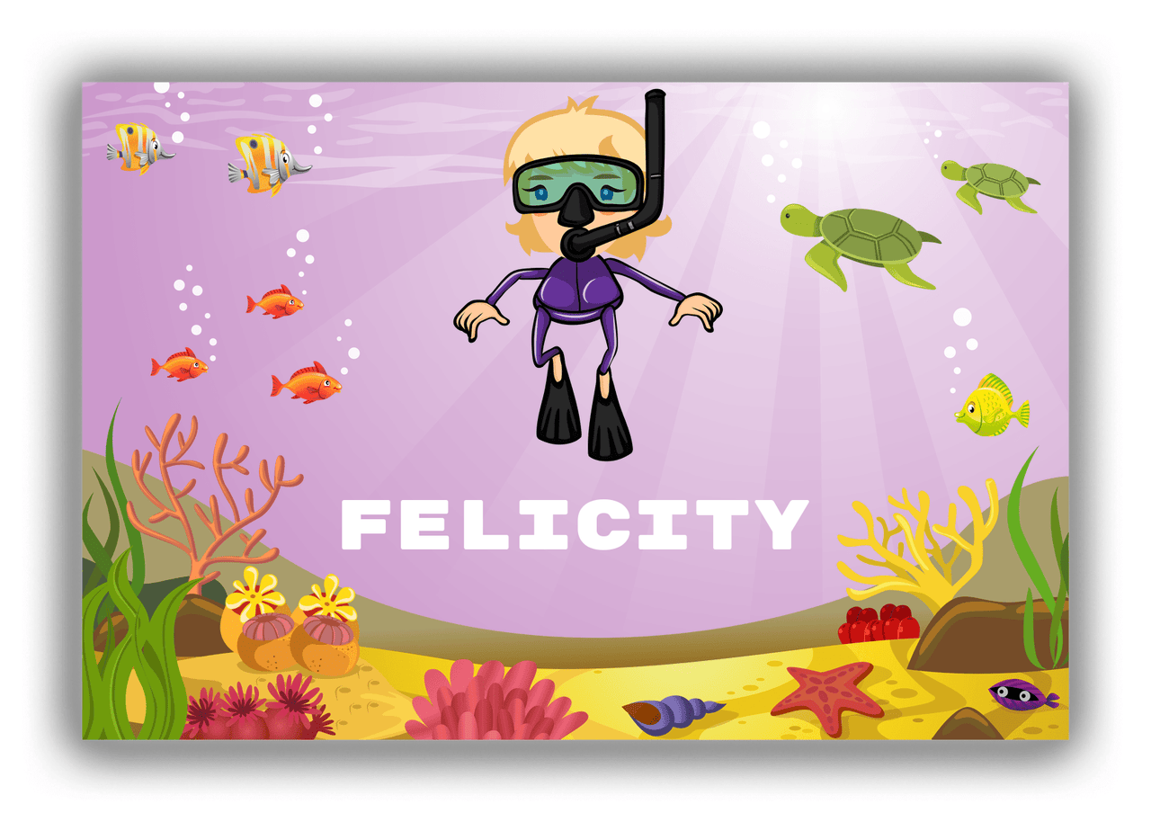 Personalized Beach Canvas Wrap & Photo Print IX - Snorkeling Fun - Blonde Girl - Front View