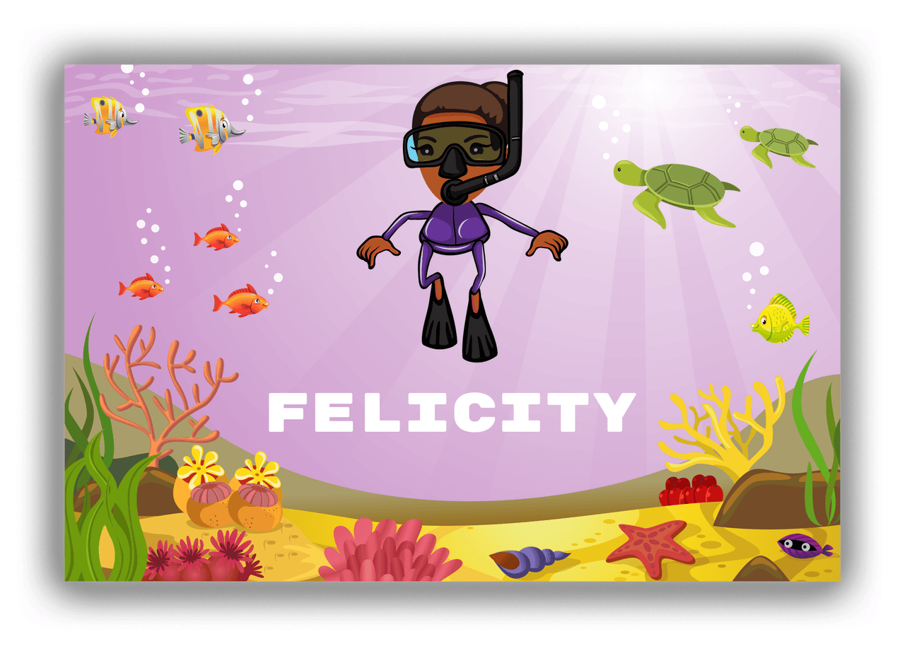 Personalized Beach Canvas Wrap & Photo Print IX - Snorkeling Fun - Black Girl II - Front View
