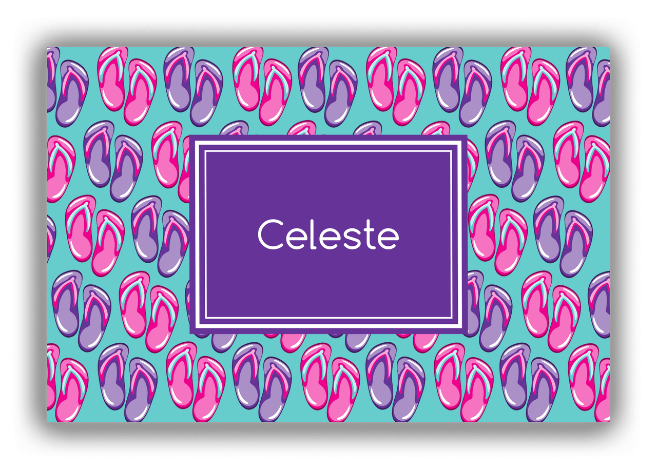 Personalized Beach Canvas Wrap & Photo Print XIII - Flip Flops - Rectangle Nameplate - Front View
