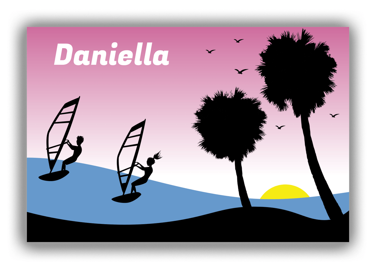 Personalized Beach Canvas Wrap & Photo Print XVI - Windsurfing - Pink Background - Front View
