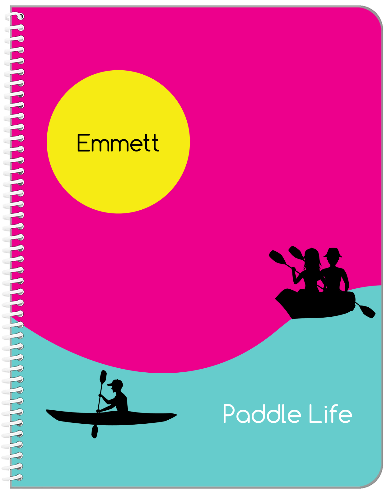 Personalized Beach Notebook XII - Paddle Life - Pink Background - Front View