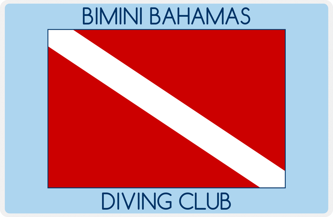 Personalized Beach Placemat I - Diver Down - Blue Background -  View
