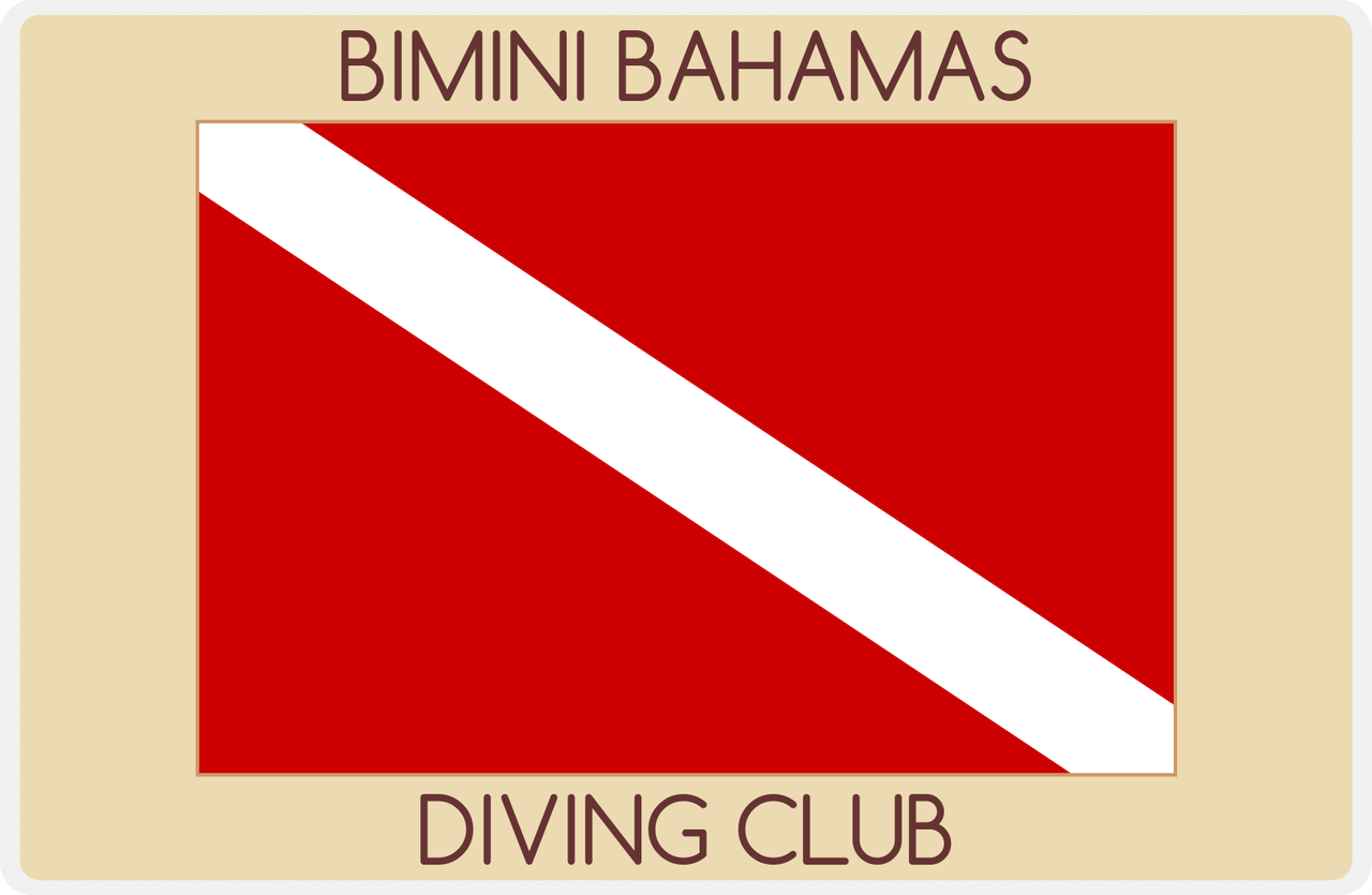 Personalized Beach Placemat I - Diver Down - Brown Background -  View
