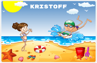 Thumbnail for Personalized Beach Placemat III - Body Boarding - Caucasian Boy -  View
